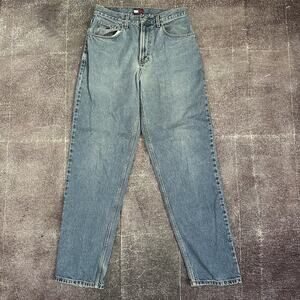 Men's Vintage Y2K Tommy Hilfiger Light Blue Faded Baggy Skate Jeans Sz 32 X 34